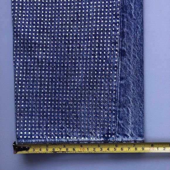 Reformation Women Size 23 Abby High Rise Straight Jeans in Colorado Sparkle Blue - Picture 10 of 13